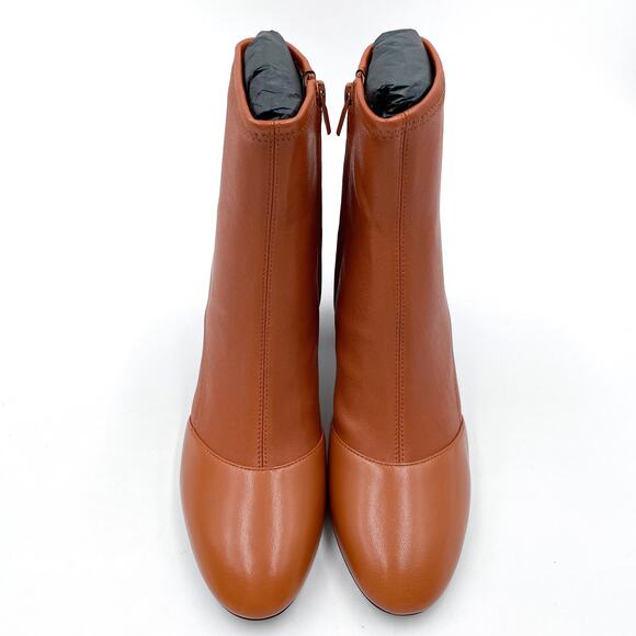 3.1 Phillip Lim Drum Boots Ankle Cognac Brown Leather Block Heel Sz 40.5 / 10 - Picture 4 of 11